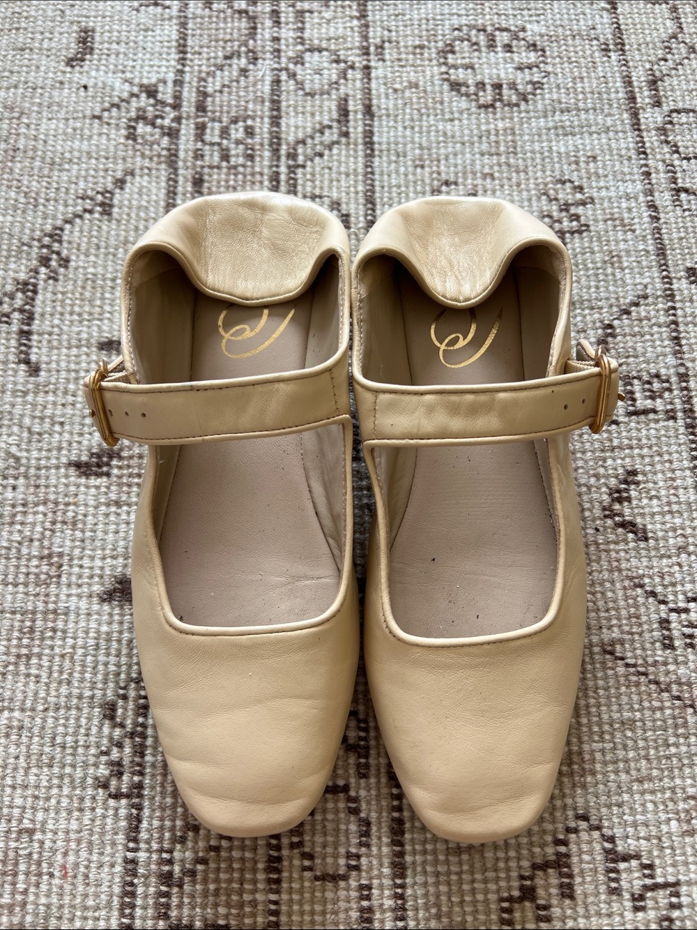 Sam Edelman Cream Mary Jane Ballet Flats with Buckle
